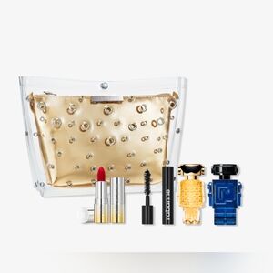 Rabanne Fame EDP+Phantom Intense mini + Rouge Drama lips+ Euphoria Famous+ Pouch